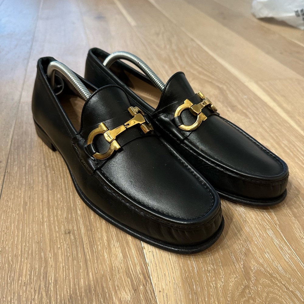 Salvatore Ferragamo Moccasin Loafers with Gold Gancini Ornament